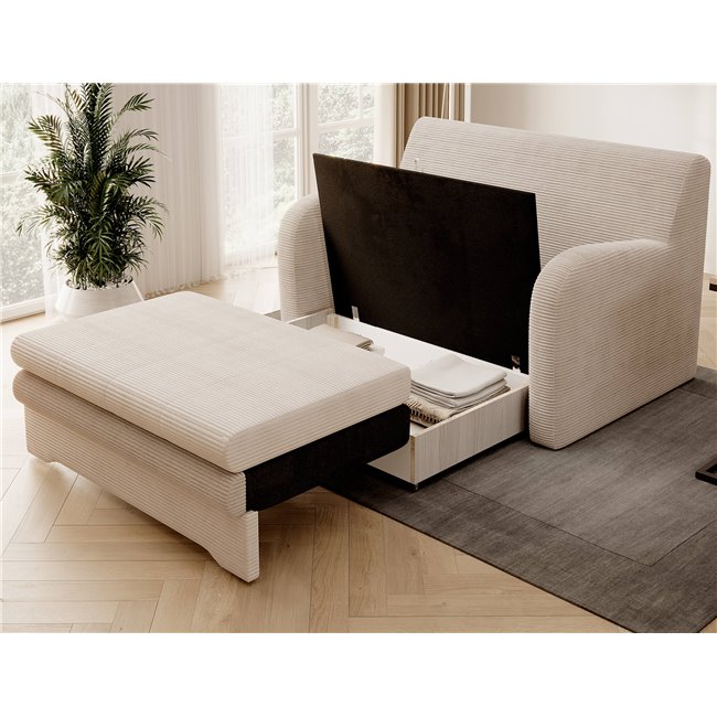 Sofa bed Elario, sleeping function, Jarell 18, corduroy, beige, H85x130x103cm