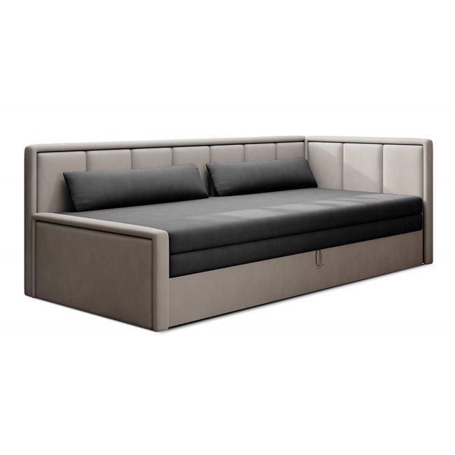 Sofa bed Elfulgeo R, sleeping function, Poco 04, Poco 03, grey, H77x214x82cm
