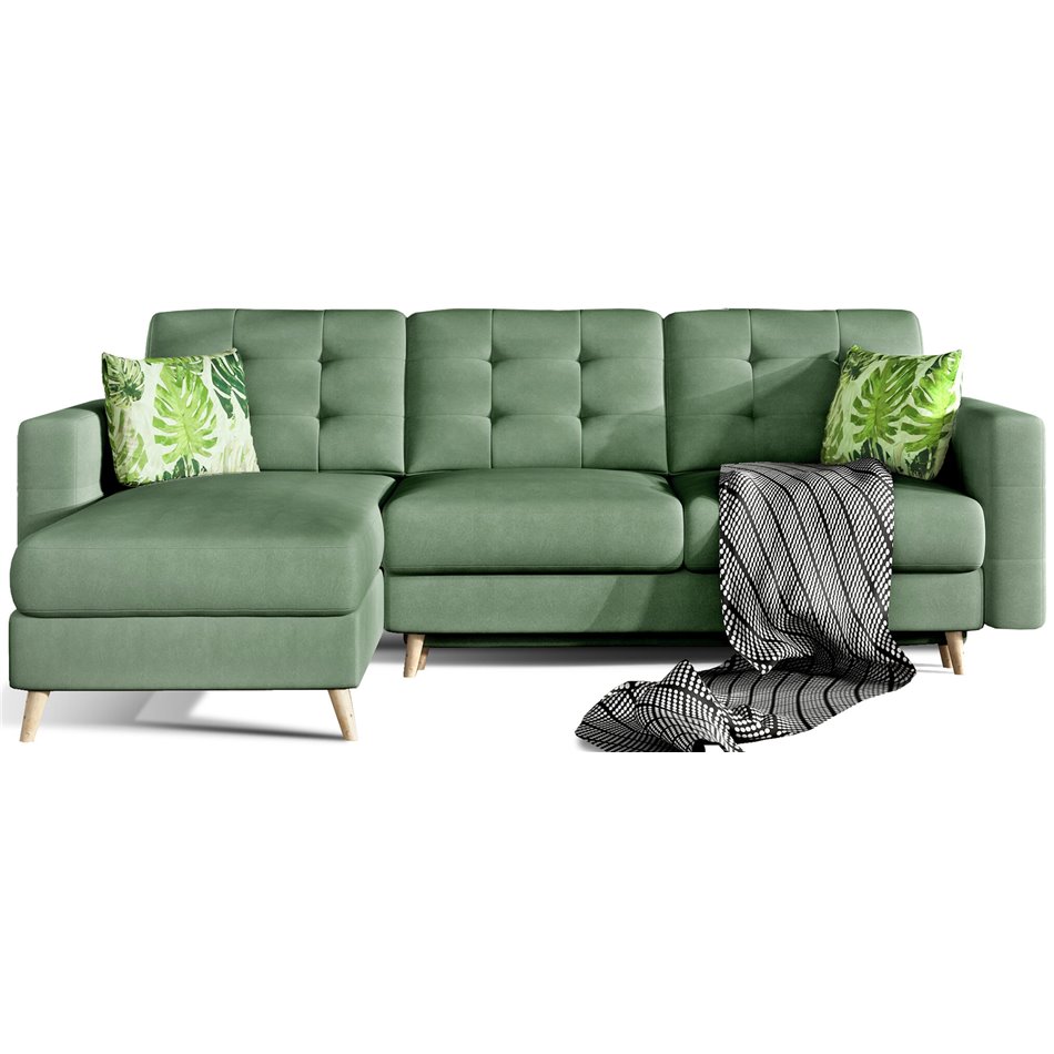 Угловой диван Elsgard L/R Reversible, раздвижной, Soro 34, зелёный, H93x248x162cm