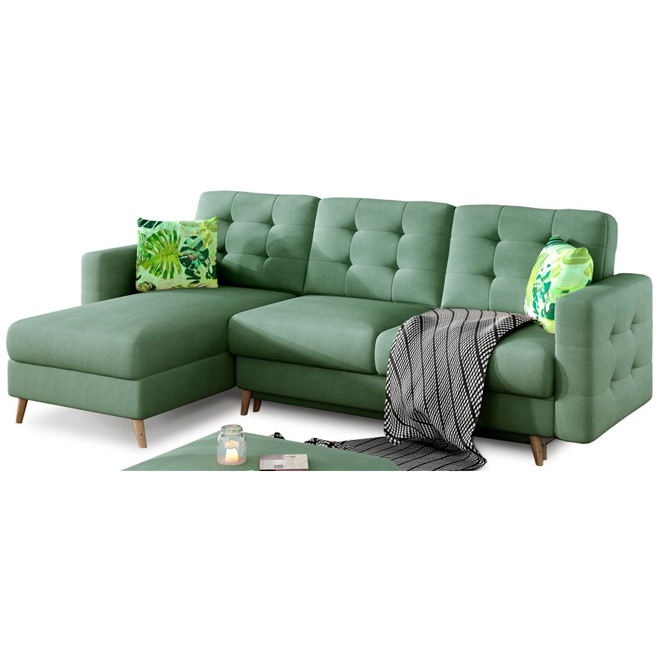 Угловой диван Elsgard L/R Reversible, раздвижной, Soro 34, зелёный, H93x248x162cm