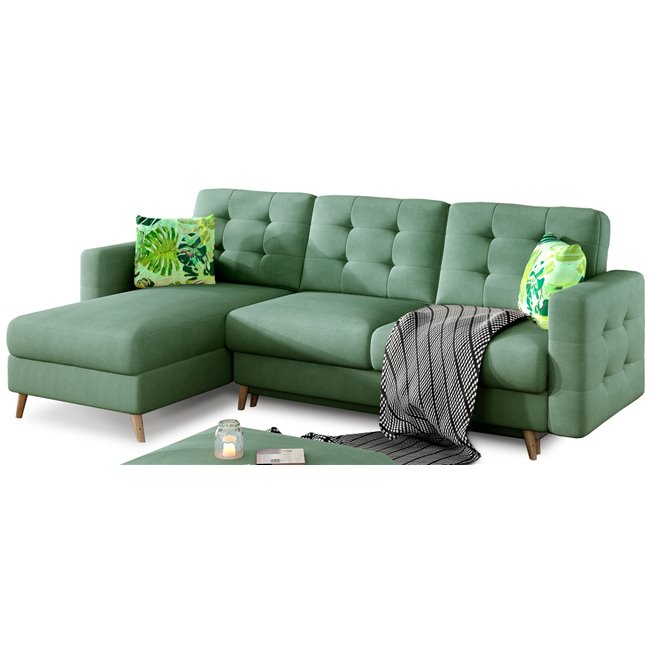 Угловой диван Elsgard L/R Reversible, раздвижной, Soro 34, зелёный, H93x248x162cm