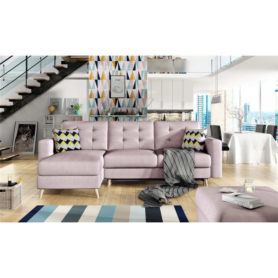 Угловой диван Elsgard L/R Reversible, раздвижной, Soro 61, розовый, H93x248x162cm