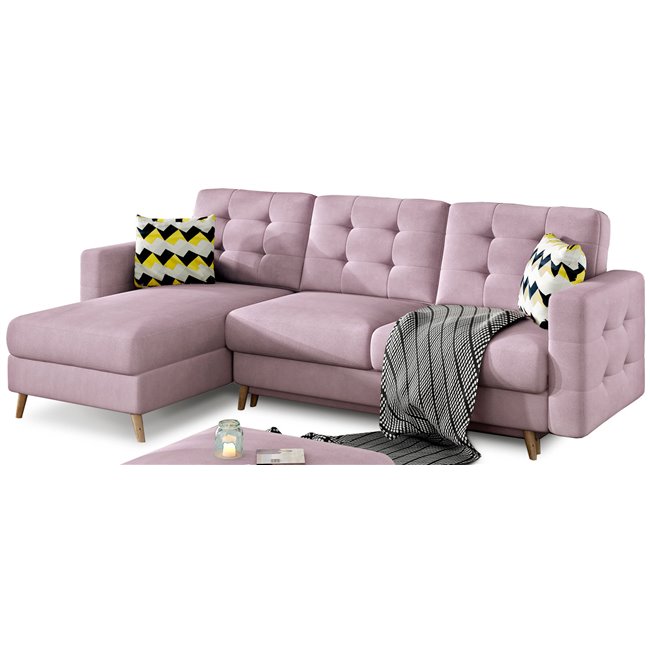 Угловой диван Elsgard L/R Reversible, раздвижной, Soro 61, розовый, H93x248x162cm