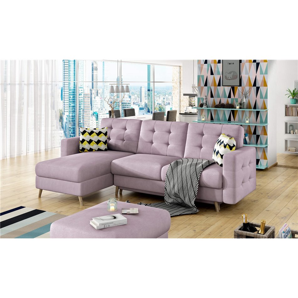 Угловой диван Elsgard L/R Reversible, раздвижной, Soro 61, розовый, H93x248x162cm