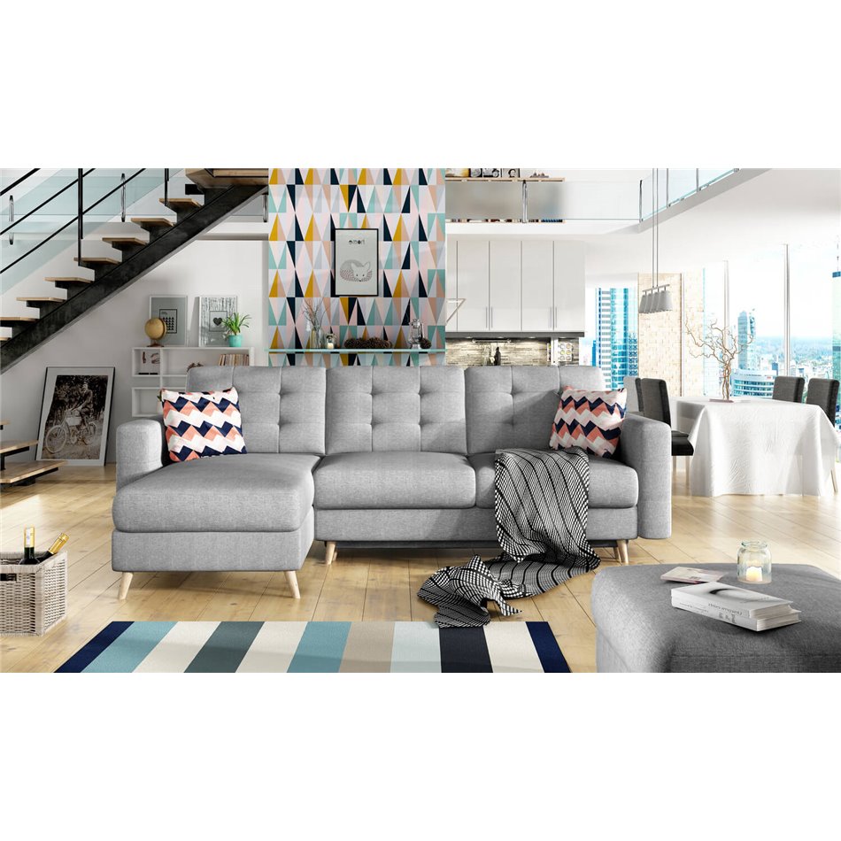 Угловой диван Elsgard L/R Reversible, раздвижной, Cover 87, серый, H93x248x162cm