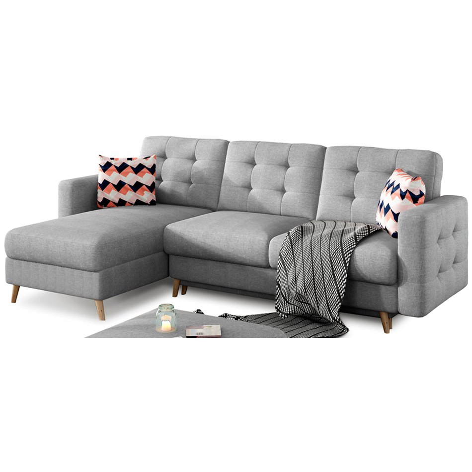 Угловой диван Elsgard L/R Reversible, раздвижной, Cover 87, серый, H93x248x162cm