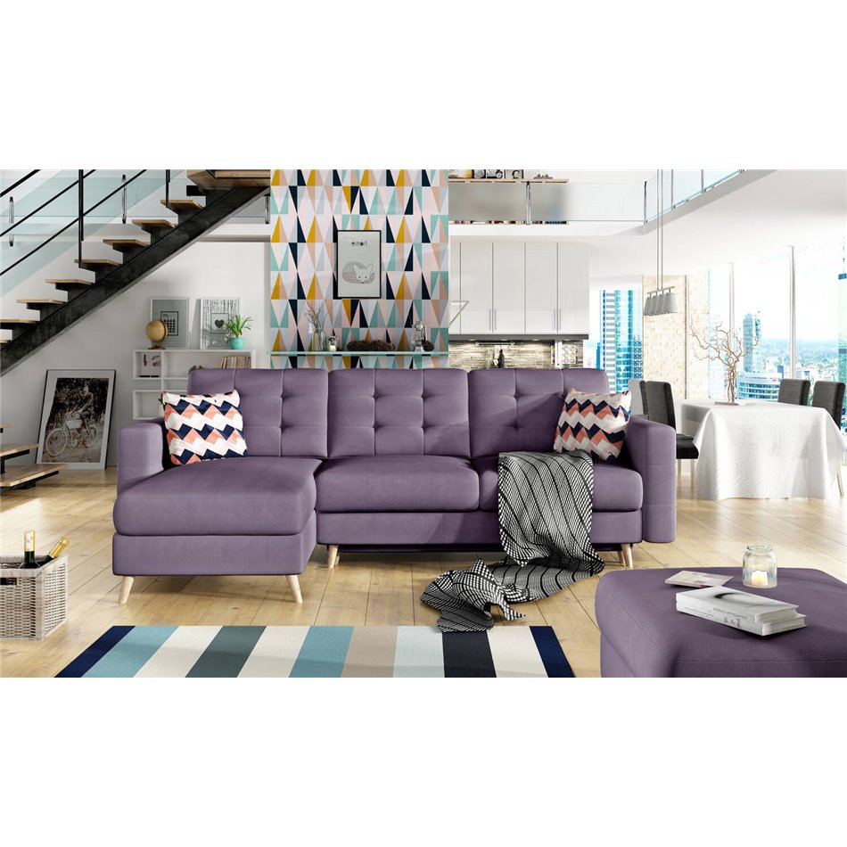 Угловой диван Elsgard L/R Reversible, раздвижной, Soro 65, фиолетовый, H93x248x162cm