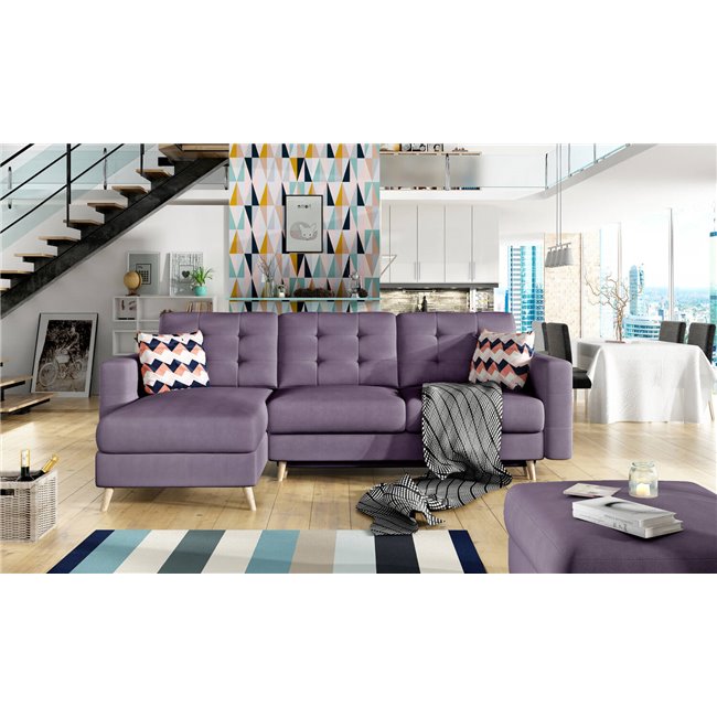 Угловой диван Elsgard L/R Reversible, раздвижной, Soro 65, фиолетовый, H93x248x162cm