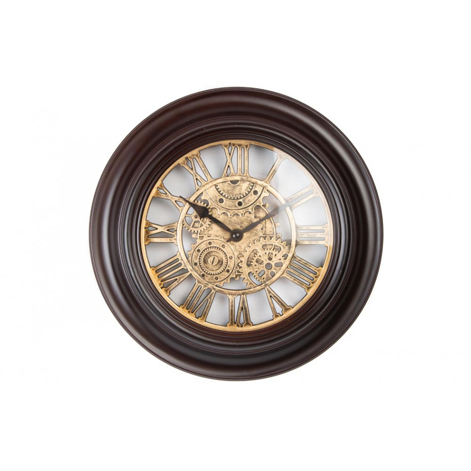 Wall clock in dark brown color, D31x4.5cm