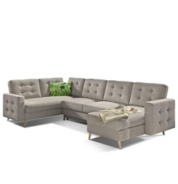 U-shaped sofa Elsgard U L/R Reversible, sleeping function, Cover 02, beige, H93x326x202cm