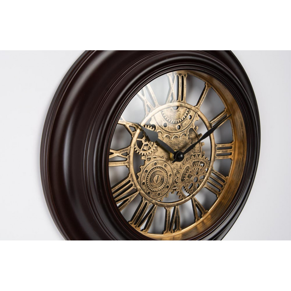 Wall clock in dark brown color, D31x4.5cm