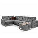 U-shaped sofa Elsgard U L/R Reversible, sleeping function, Cover 87, grey, H93x326x202cm