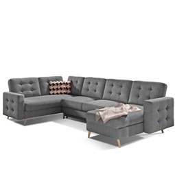 U-shaped sofa Elsgard U L/R Reversible, sleeping function, Cover 87, grey, H93x326x202cm