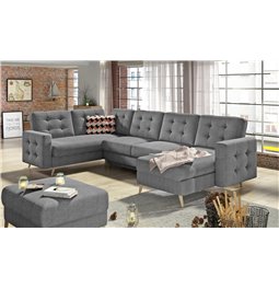 U-shaped sofa Elsgard U L/R Reversible, sleeping function, Cover 87, grey, H93x326x202cm