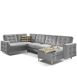 U-shaped sofa Elsgard U L/R Reversible, sleeping function, Sawana 21, grey, H93x326x202cm