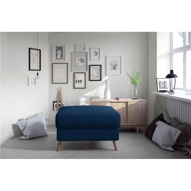 Pouf Elsgard, Monolith 77, velvet, blue, H73x73x48cm