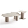 Coffee table set Wallen, 2 pcs., stone/metal, 130x90cm H36cm, 55x42cm H47cm