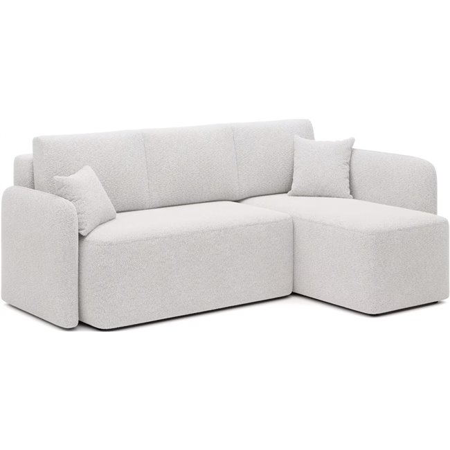 Corner sofa Elhadson R, sleeping function, Royal 01, boucle, white, H89x206x150cm