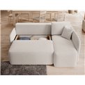 Corner sofa Elhadson R, sleeping function, Royal 01, boucle, white, H89x206x150cm