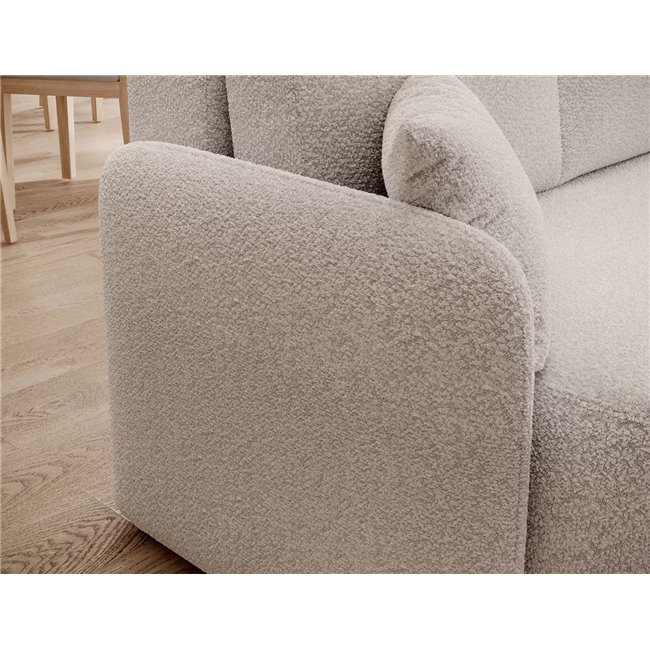 Corner sofa Elhadson R, sleeping function, Royal 01, boucle, white, H89x206x150cm