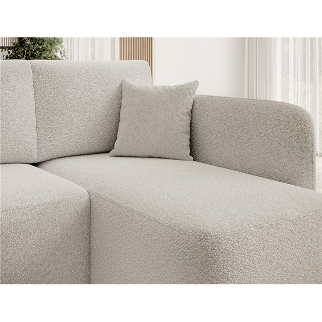 Corner sofa Elhadson R, sleeping function, Royal 01, boucle, white, H89x206x150cm