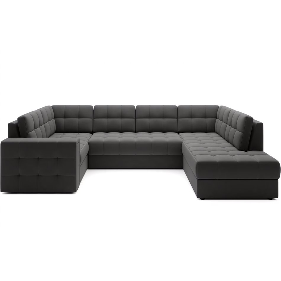 U-shaped sofa Elewett R, sleeping function, Sola 06, dark grey, H82x299x198cm