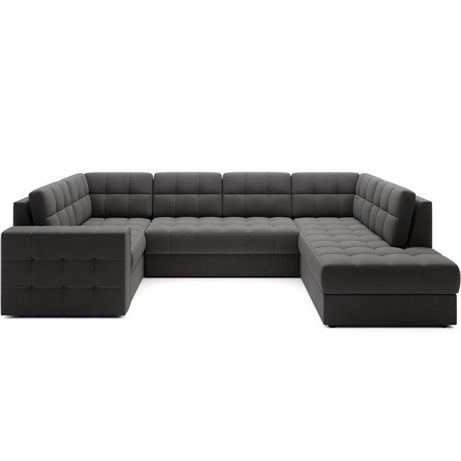 U-shaped sofa Elewett R, sleeping function, Sola 06, dark grey, H82x299x198cm