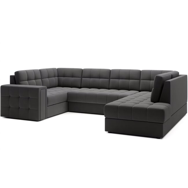 U-shaped sofa Elewett R, sleeping function, Sola 06, dark grey, H82x299x198cm