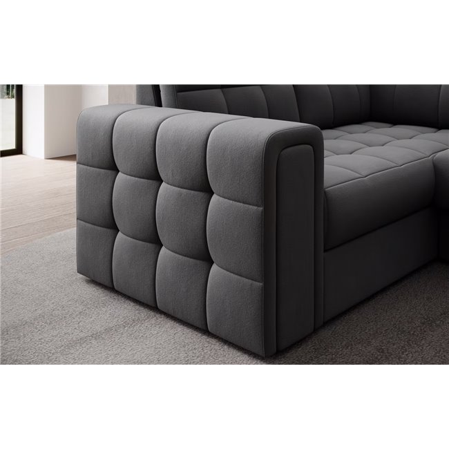 U-shaped sofa Elewett R, sleeping function, Sola 06, dark grey, H82x299x198cm