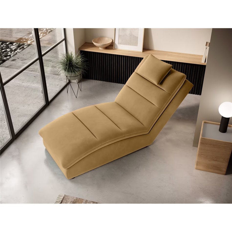 Chaise lounge chair Eltaco, Nube 45, velvet, yellow, H95x85x170cm