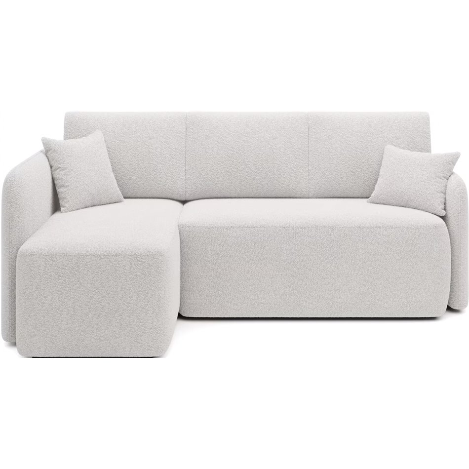 Corner sofa Elhadson L, sleeping function, Royal 01, boucle, white, H89x206x150cm