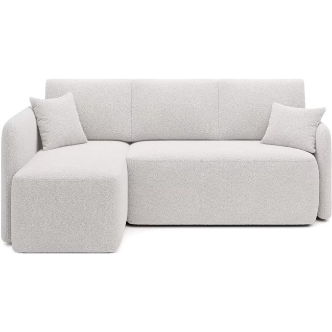 Corner sofa Elhadson L, sleeping function, Royal 01, boucle, white, H89x206x150cm