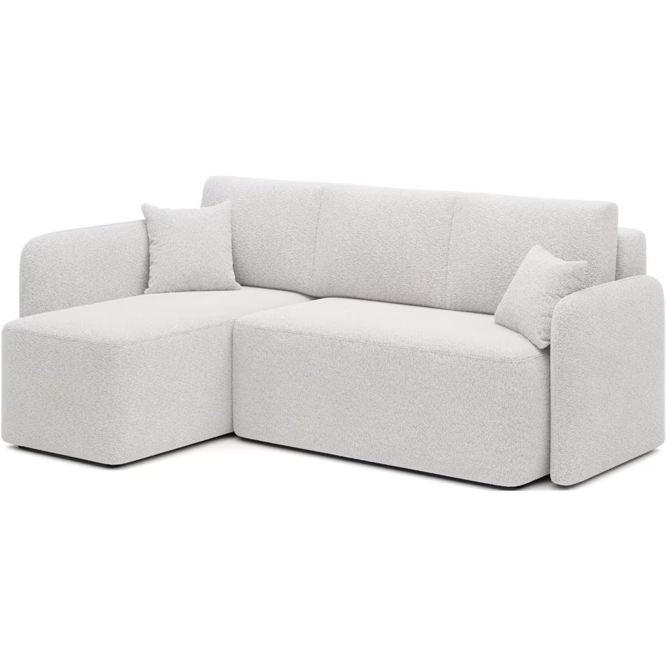 Corner sofa Elhadson L, sleeping function, Royal 01, boucle, white, H89x206x150cm