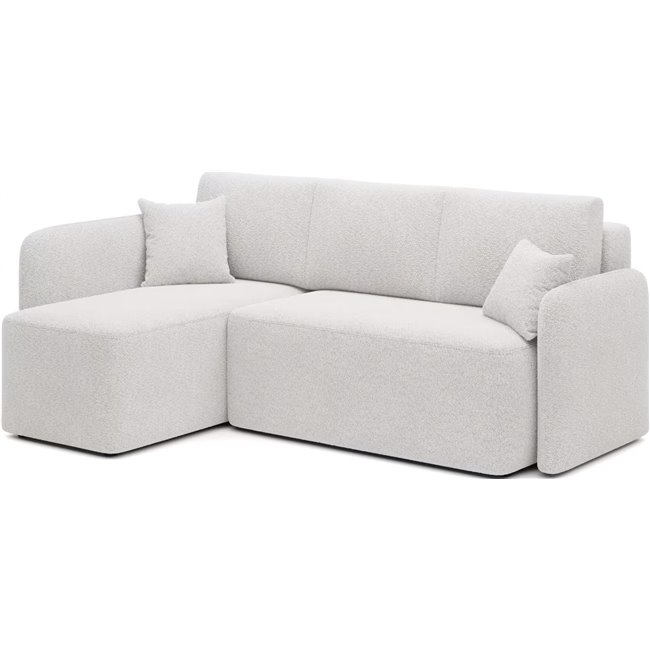 Corner sofa Elhadson L, sleeping function, Royal 01, boucle, white, H89x206x150cm