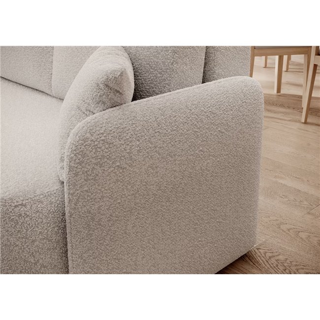 Corner sofa Elhadson L, sleeping function, Royal 01, boucle, white, H89x206x150cm