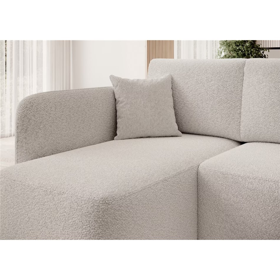 Corner sofa Elhadson L, sleeping function, Royal 01, boucle, white, H89x206x150cm