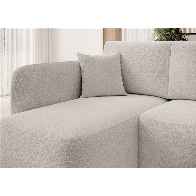 Corner sofa Elhadson L, sleeping function, Royal 01, boucle, white, H89x206x150cm