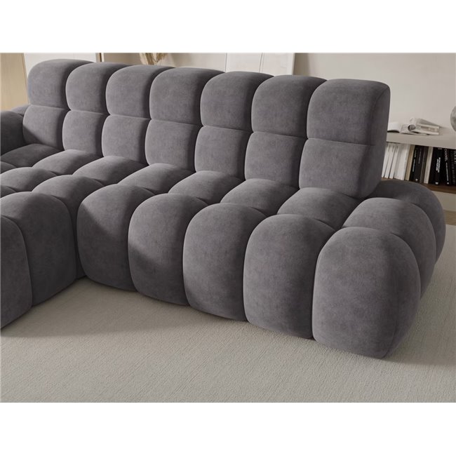 Corner sofa Eleedro L, electrically extendable, Aura 04, velvet, grey, H98x283x165cm