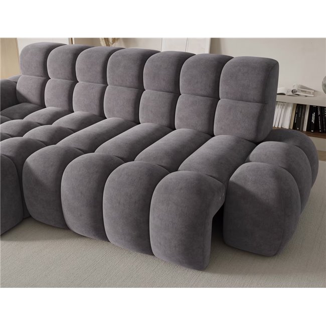 Corner sofa Eleedro L, electrically extendable, Aura 04, velvet, grey, H98x283x165cm