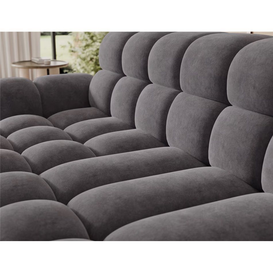 Corner sofa Eleedro L, electrically extendable, Aura 04, velvet, grey, H98x283x165cm