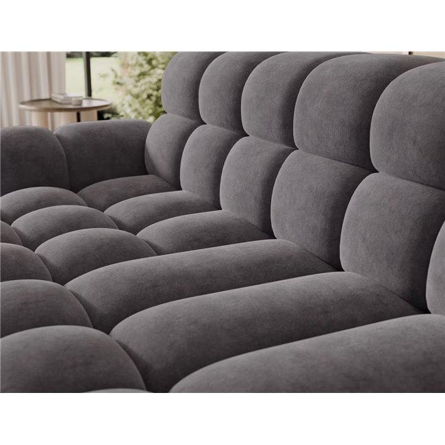 Corner sofa Eleedro L, electrically extendable, Aura 04, velvet, grey, H98x283x165cm