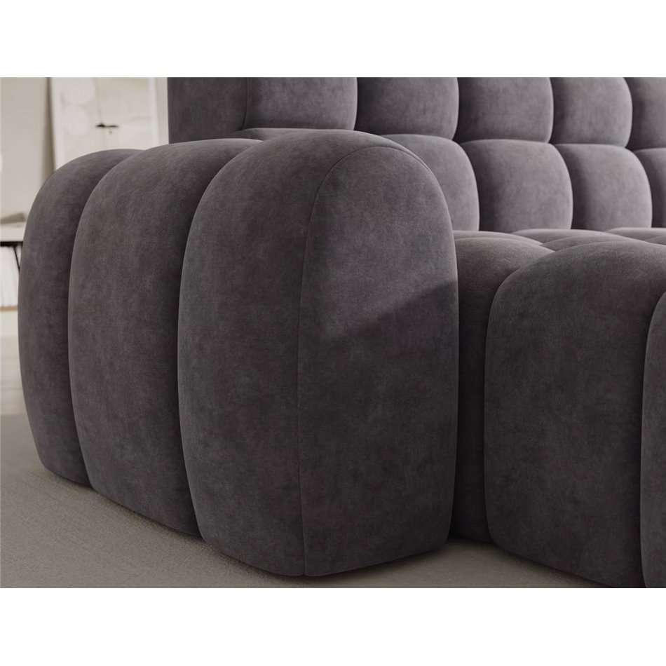 Corner sofa Eleedro L, electrically extendable, Aura 04, velvet, grey, H98x283x165cm