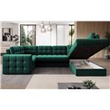 U-shaped sofa Elewett R, sleeping function, Lukso 35, velvet, green, H82x299x198cm