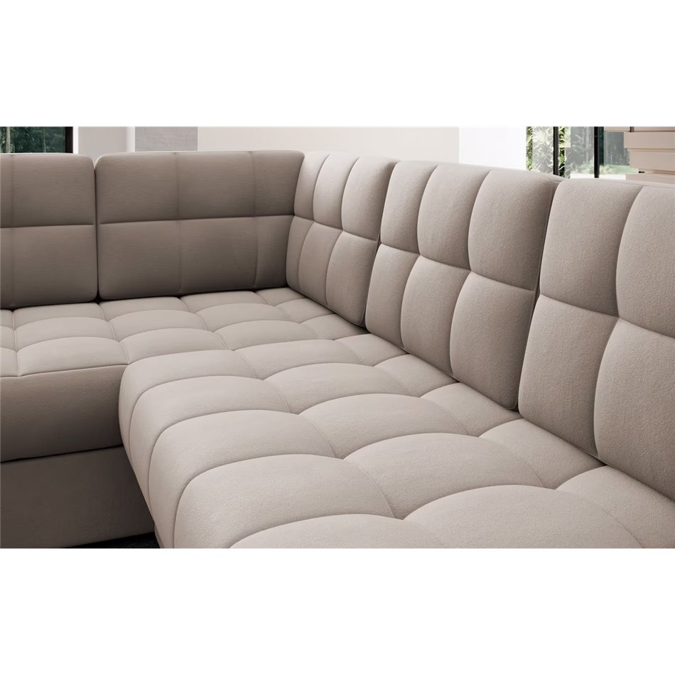 U-shaped sofa Elewett R, sleeping function, Sola 18, beige, H82x299x198cm