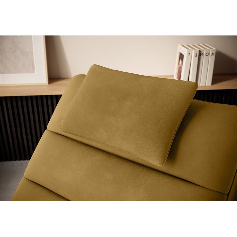 Chaise lounge chair Eltaco, Loco 45, velvet, yellow, H95x85x170cm