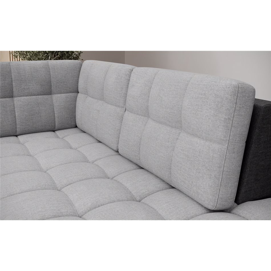 U-shaped sofa Elewett R, sleeping function, Monolith 84, Monolith 97, velvet, grey, H82x299x198cm