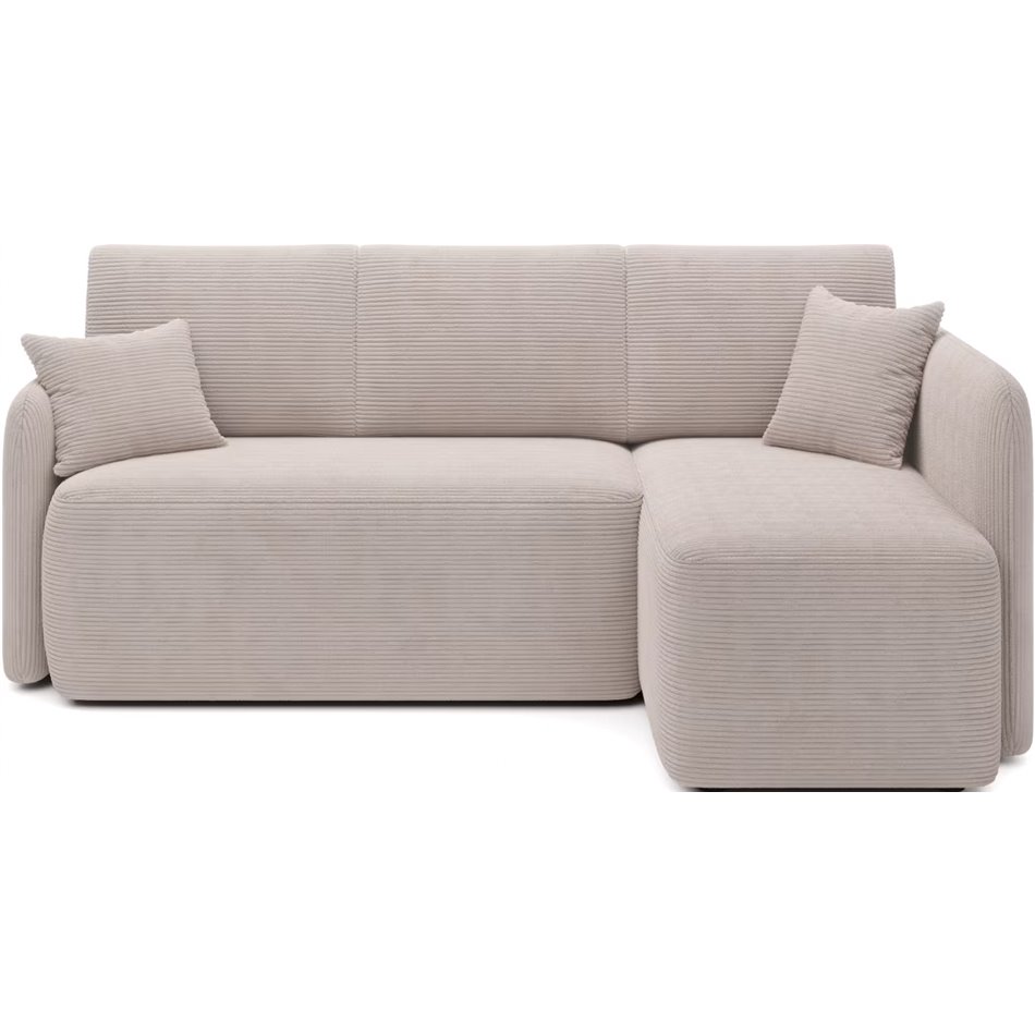 Corner sofa Elhadson R, sleeping function, Jarell 18, corduroy, beige, H89x206x150cm