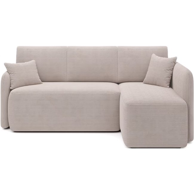 Corner sofa Elhadson R, sleeping function, Jarell 18, corduroy, beige, H89x206x150cm