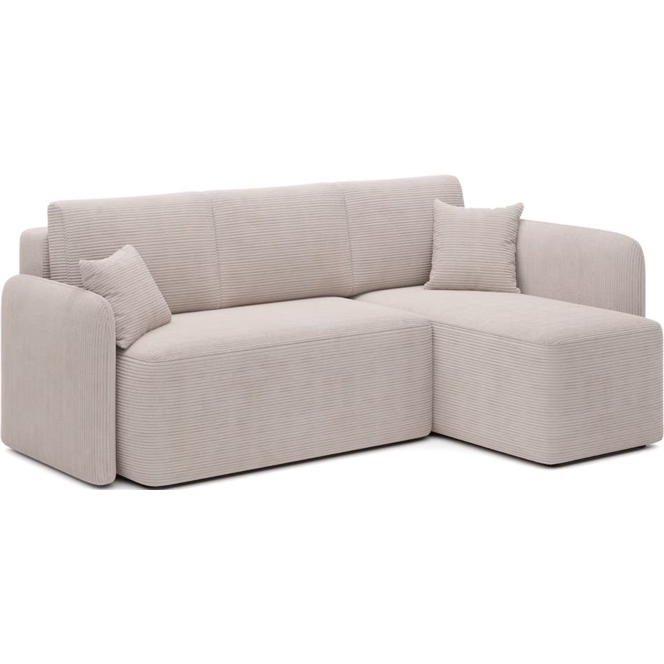 Corner sofa Elhadson R, sleeping function, Jarell 18, corduroy, beige, H89x206x150cm