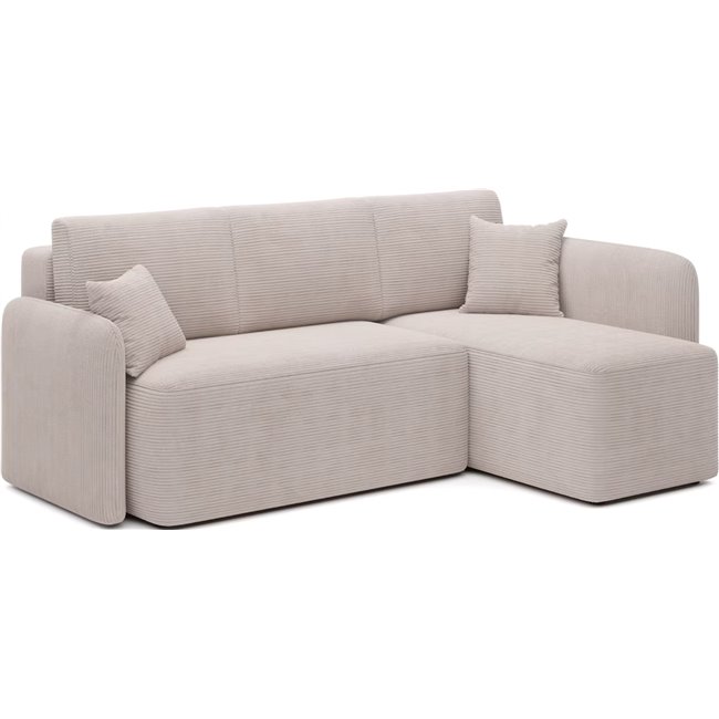 Corner sofa Elhadson R, sleeping function, Jarell 18, corduroy, beige, H89x206x150cm